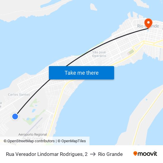 Rua Vereador Lindomar Rodrigues, 2 to Rio Grande map