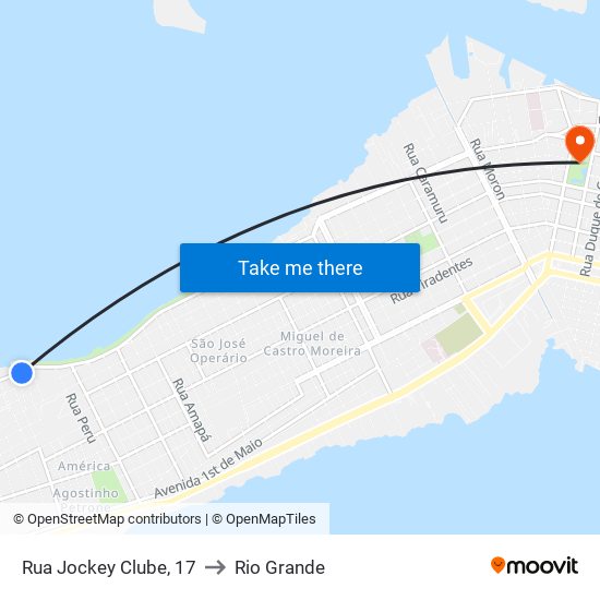 Rua Jockey Clube, 17 to Rio Grande map