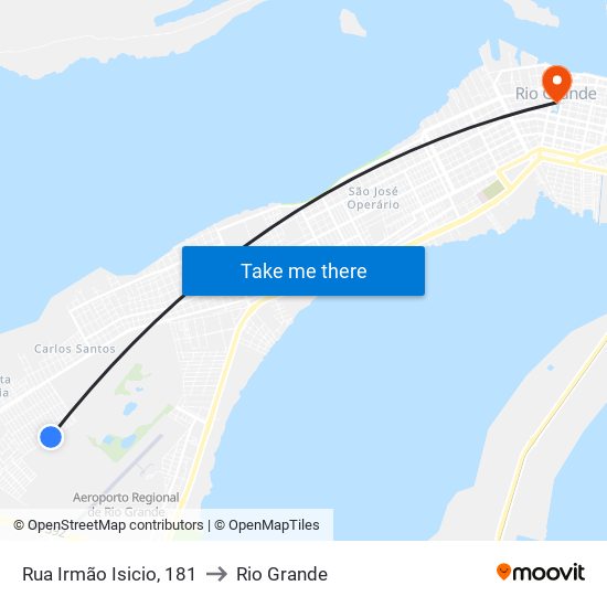 Rua Irmão Isicio, 181 to Rio Grande map