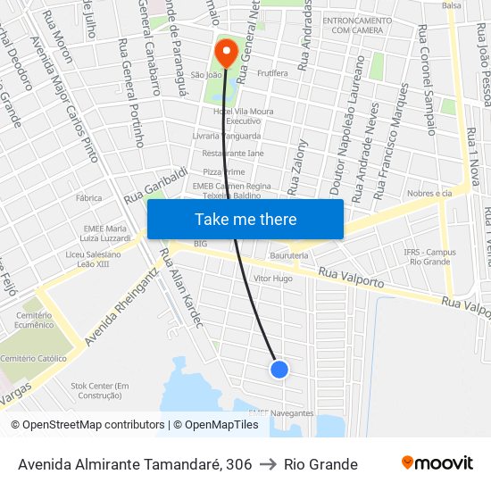 Avenida Almirante Tamandaré, 306 to Rio Grande map