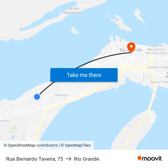 Rua Bernardo Taveira, 75 to Rio Grande map