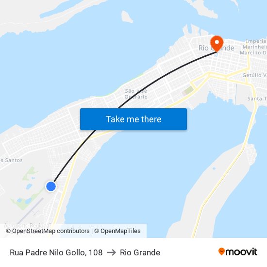 Rua Padre Nilo Gollo, 108 to Rio Grande map