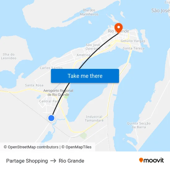 Partage Shopping to Rio Grande map