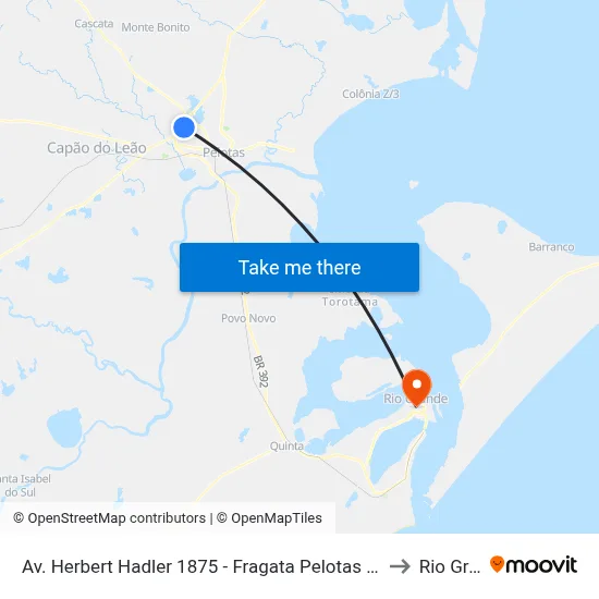 Av. Herbert Hadler 1875 - Fragata Pelotas - Rs 96050-460 Brasil to Rio Grande map