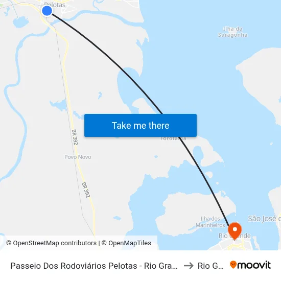 Passeio Dos Rodoviários Pelotas - Rio Grande Do Sul 96025 Brasil to Rio Grande map