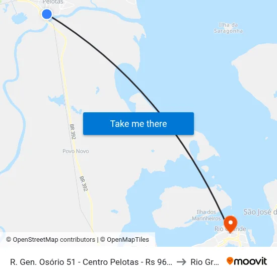 R. Gen. Osório 51 - Centro Pelotas - Rs 96020-000 Brasil to Rio Grande map