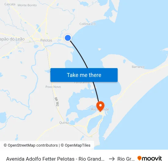 Avenida Adolfo Fetter Pelotas - Rio Grande Do Sul 96090 Brasil to Rio Grande map