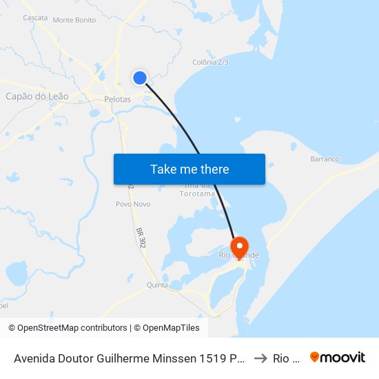 Avenida Doutor Guilherme Minssen 1519 Pelotas - Rio Grande Do Sul 96087 Brasil to Rio Grande map
