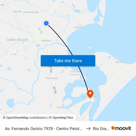 Av. Fernando Osório 7929 - Centro Pelotas - Rs Brasil to Rio Grande map