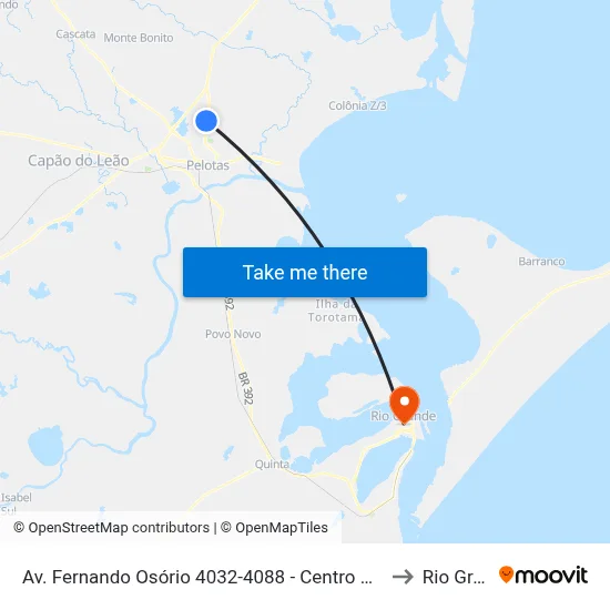 Av. Fernando Osório 4032-4088 - Centro Pelotas - Rs Brasil to Rio Grande map