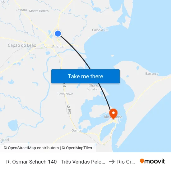 R. Osmar Schuch 140 - Três Vendas Pelotas - Rs Brasil to Rio Grande map