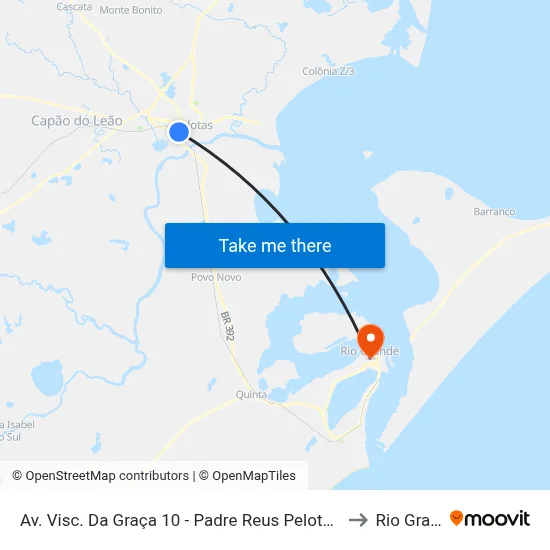 Av. Visc. Da Graça 10 - Padre Reus Pelotas - Rs Brasil to Rio Grande map