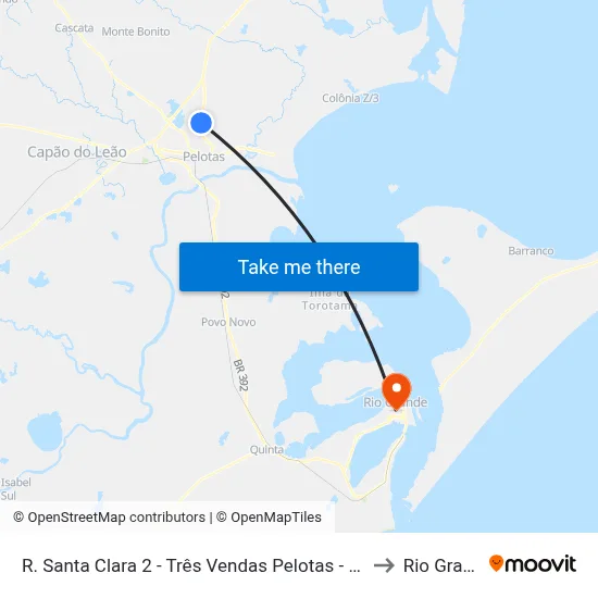 R. Santa Clara 2 - Três Vendas Pelotas - Rs Brasil to Rio Grande map