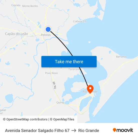 Avenida Senador Salgado Filho 67 to Rio Grande map