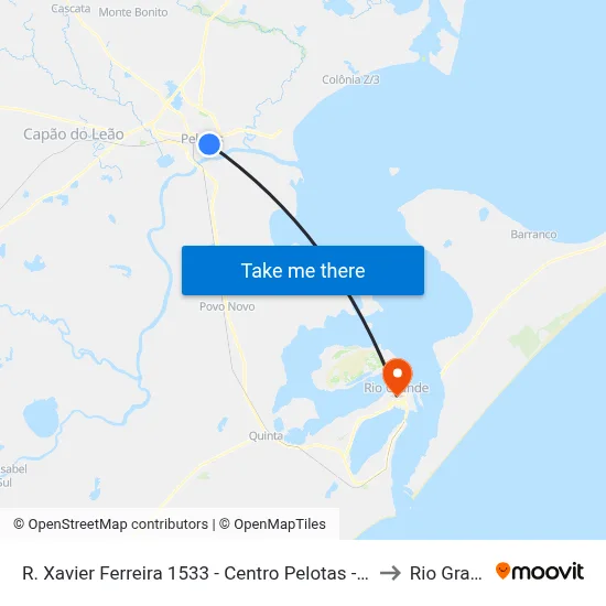 R. Xavier Ferreira 1533 - Centro Pelotas - Rs Brasil to Rio Grande map