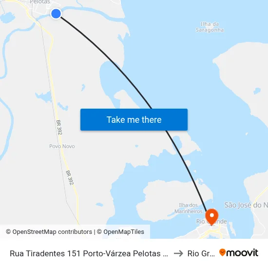 Rua Tiradentes 151 Porto-Várzea Pelotas - Rs 96010-620 Brasil to Rio Grande map