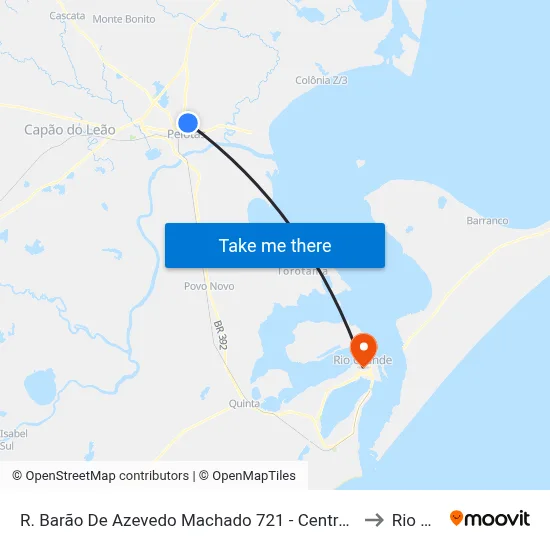 R. Barão De Azevedo Machado 721 - Centro Pelotas - Rs 96020-150 Brasil to Rio Grande map