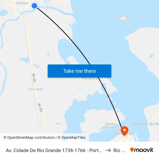 Av. Cidade De Rio Grande 1736-1766 - Porto Pelotas - Rs 96076-240 Brasil to Rio Grande map