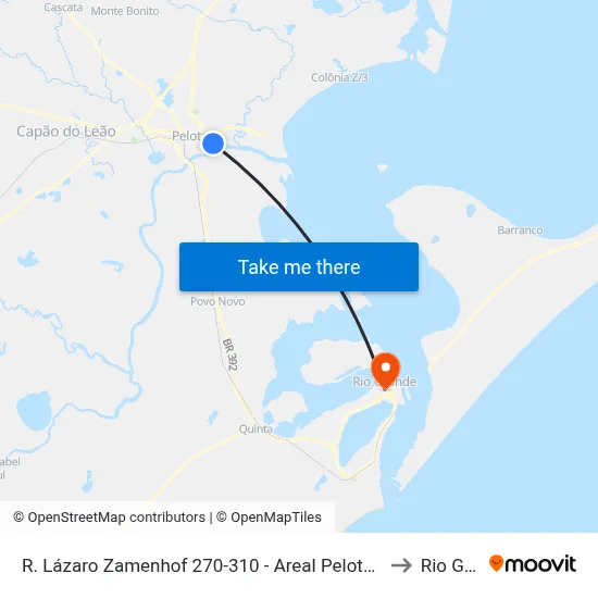 R. Lázaro Zamenhof 270-310 - Areal Pelotas - Rs 96075-120 Brasil to Rio Grande map