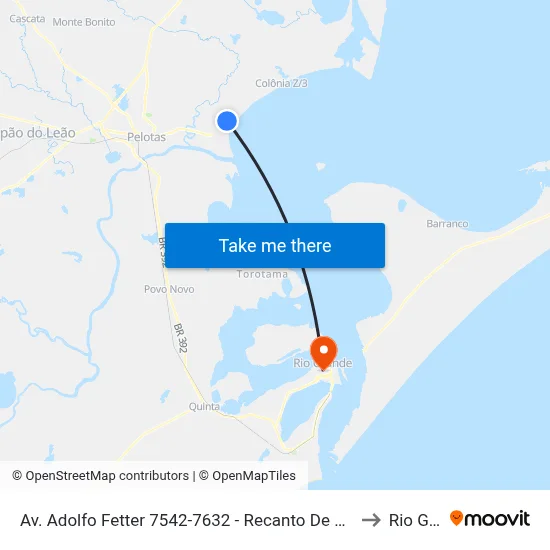 Av. Adolfo Fetter 7542-7632 - Recanto De Portugal Pelotas - Rs Brasil to Rio Grande map