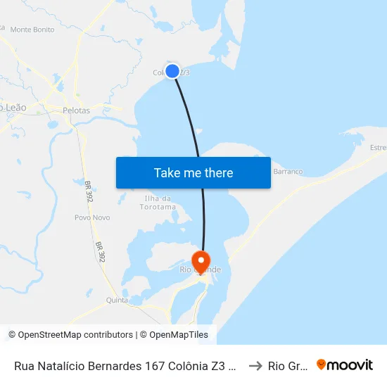 Rua Natalício Bernardes 167 Colônia Z3 Pelotas - Rs Brasil to Rio Grande map