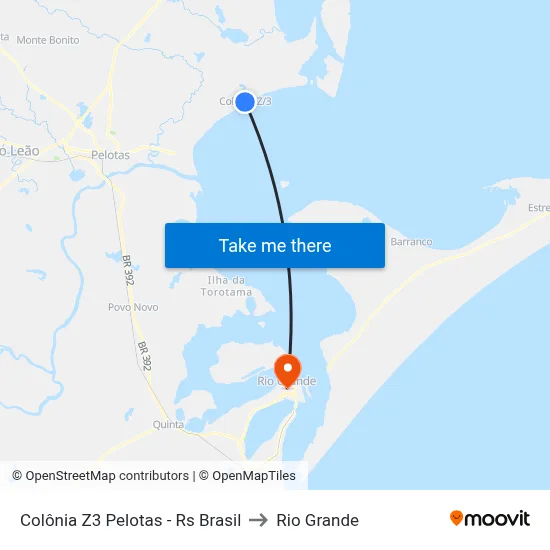 Colônia Z3 Pelotas - Rs Brasil to Rio Grande map