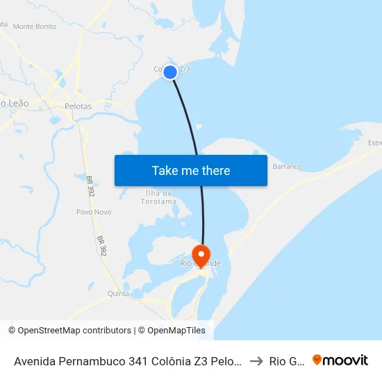 Avenida Pernambuco 341 Colônia Z3 Pelotas - Rs 96095-210 Brasil to Rio Grande map