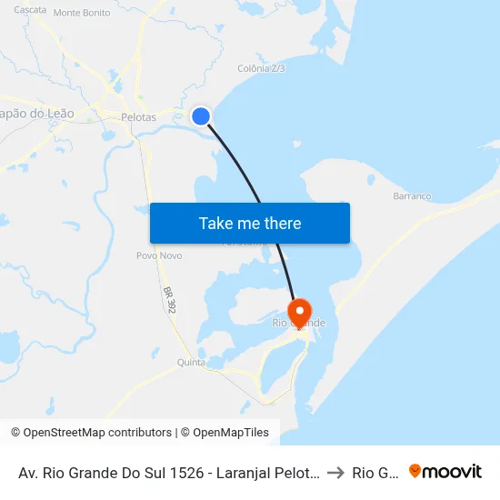 Av. Rio Grande Do Sul 1526 - Laranjal Pelotas - Rs 96090-590 Brasil to Rio Grande map