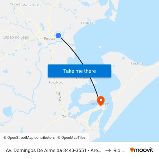 Av. Domingos De Almeida 3443-3551 - Areal Pelotas - Rs 96085-470 Brasil to Rio Grande map