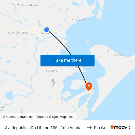 Av. República Do Libano 136 - Três Vendas Pelotas - Rs Brasil to Rio Grande map