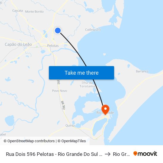 Rua Dois 596 Pelotas - Rio Grande Do Sul 96071-434 Brasil to Rio Grande map
