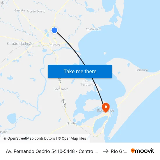 Av. Fernando Osório 5410-5448 - Centro Pelotas - Rs Brasil to Rio Grande map