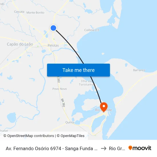 Av. Fernando Osório 6974 - Sanga Funda Pelotas - Rs Brasil to Rio Grande map