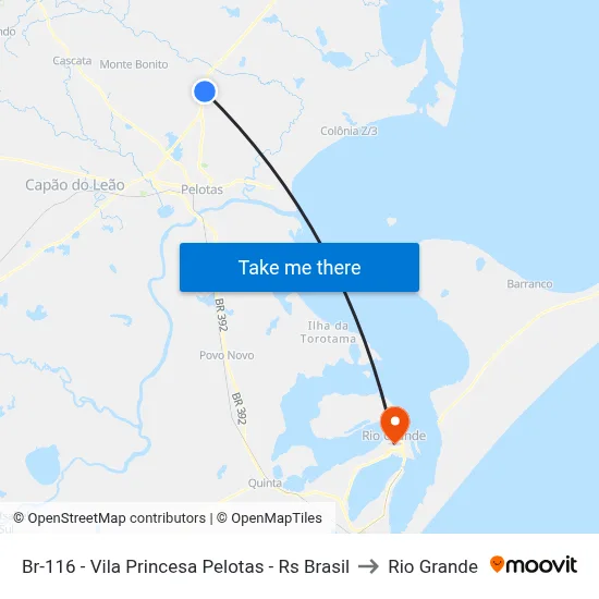 Br-116 - Vila Princesa Pelotas - Rs Brasil to Rio Grande map