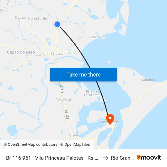 Br-116 951 - Vila Princesa Pelotas - Rs Brasil to Rio Grande map