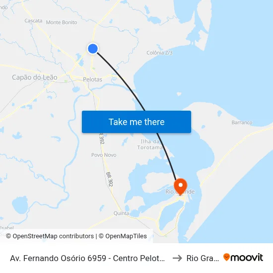 Av. Fernando Osório 6959 - Centro Pelotas - Rs Brasil to Rio Grande map