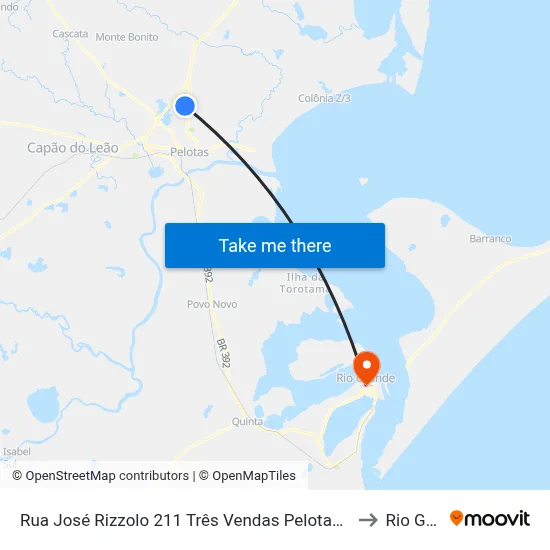 Rua José Rizzolo 211 Três Vendas Pelotas - Rs 96065-760 Brasil to Rio Grande map