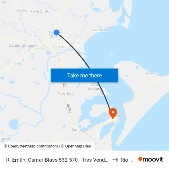 R. Ernâni Osmar Blass 532-570 - Tres Vendas Pelotas - Rs 96065-770 Brasil to Rio Grande map