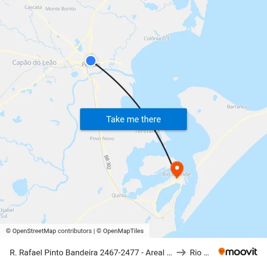 R. Rafael Pinto Bandeira 2467-2477 - Areal Pelotas - Rs 96080-150 Brasil to Rio Grande map