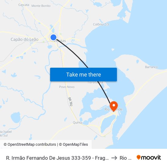 R. Irmão Fernando De Jesus 333-359 - Fragata Pelotas - Rs 96040-110 Brasil to Rio Grande map