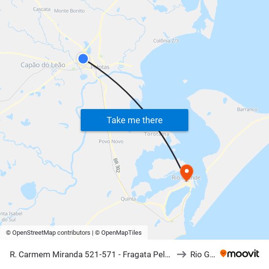 R. Carmem Miranda 521-571 - Fragata Pelotas - Rs 96050-070 Brasil to Rio Grande map