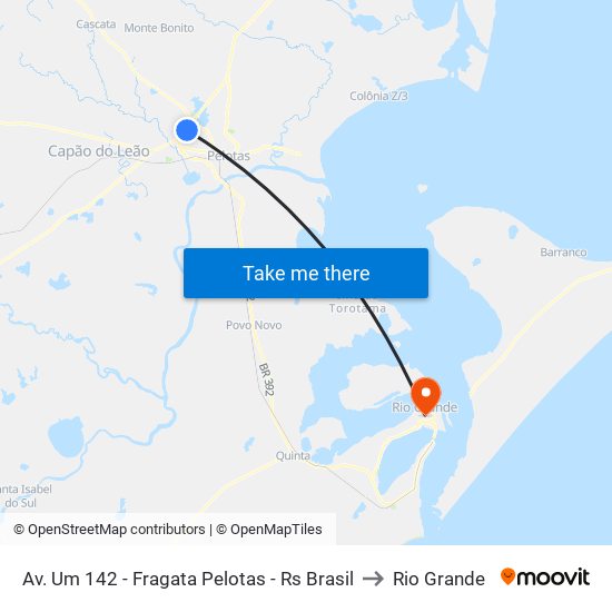 Av. Um 142 - Fragata Pelotas - Rs Brasil to Rio Grande map