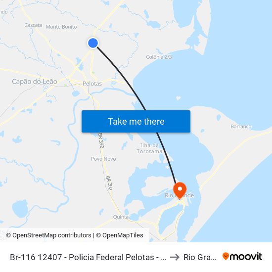 Br-116 12407 - Policia Federal Pelotas - Rs Brasil to Rio Grande map