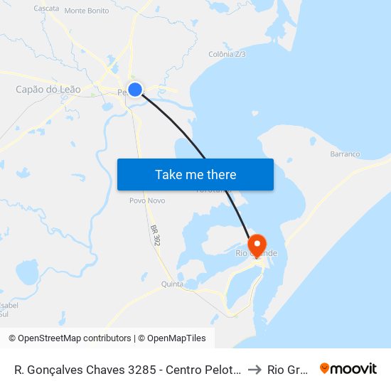 R. Gonçalves Chaves 3285 - Centro Pelotas - Rs Brasil to Rio Grande map