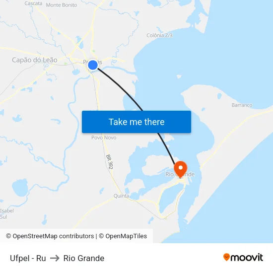 Ufpel - Ru to Rio Grande map