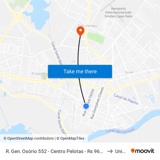 R. Gen. Osório 552 - Centro Pelotas - Rs 96020-000 Brasil to Unimed map