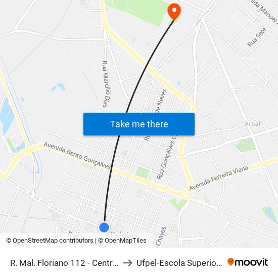 R. Mal. Floriano 112 - Centro Pelotas - Rs 96015-440 Brasil to Ufpel-Escola Superior De Educação Física-Esef map