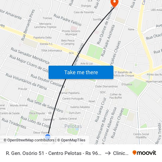 R. Gen. Osório 51 - Centro Pelotas - Rs 96020-000 Brasil to Clinicamp map