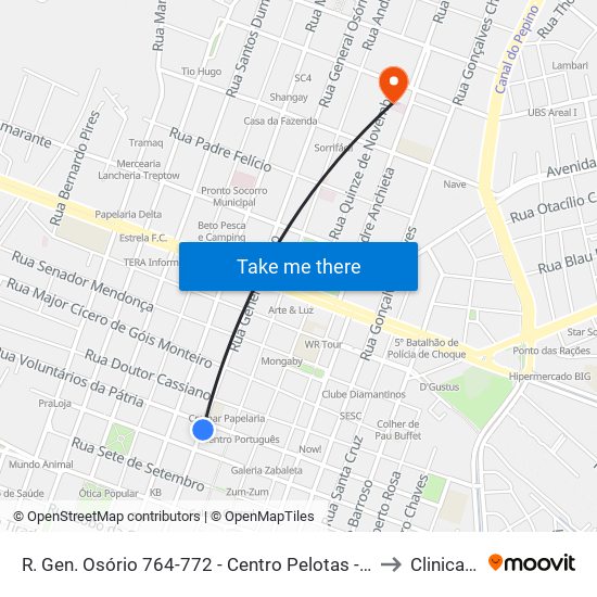 R. Gen. Osório 764-772 - Centro Pelotas - Rs Brasil to Clinicamp map