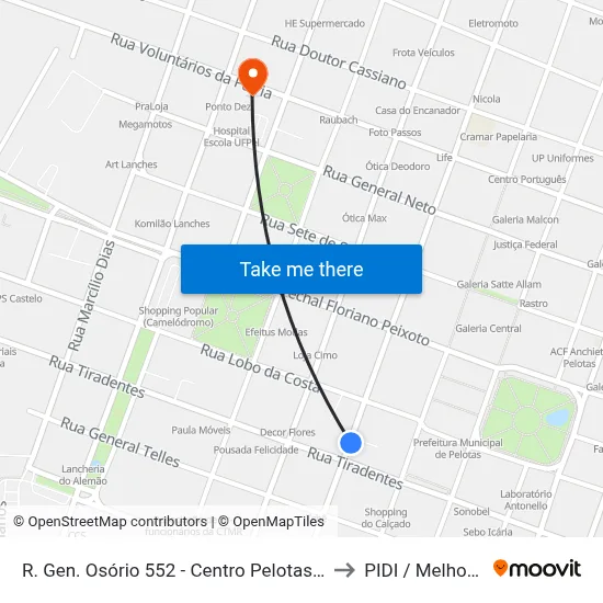 R. Gen. Osório 552 - Centro Pelotas - Rs 96020-000 Brasil to PIDI / Melhor em Casa map